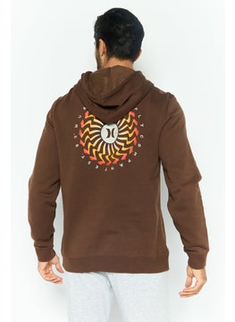 Hurley Men Sportswear Fit Long Sleeve Outdoor Hoodies, Chocolate  - Image 4