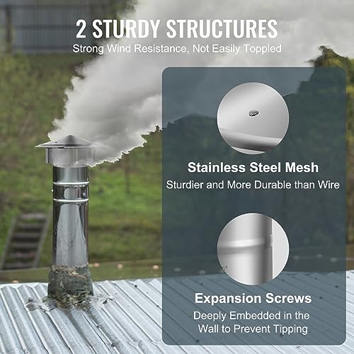 VEVOR غطاء مدخنة VEVOR 6 بوصة لجميع الأحوال الجوية مع براغي معززة وسهولة التركيب، لتغطية عزل مثالية في الخارج، فضي - Image 4