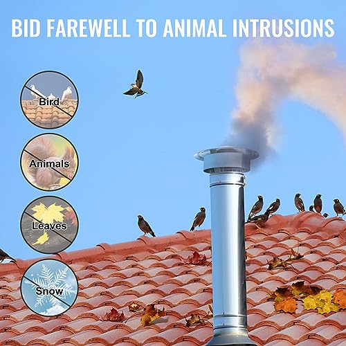 VEVOR غطاء مدخنة VEVOR 6 بوصة لجميع الأحوال الجوية مع براغي معززة وسهولة التركيب، لتغطية عزل مثالية في الخارج، فضي - Image 5