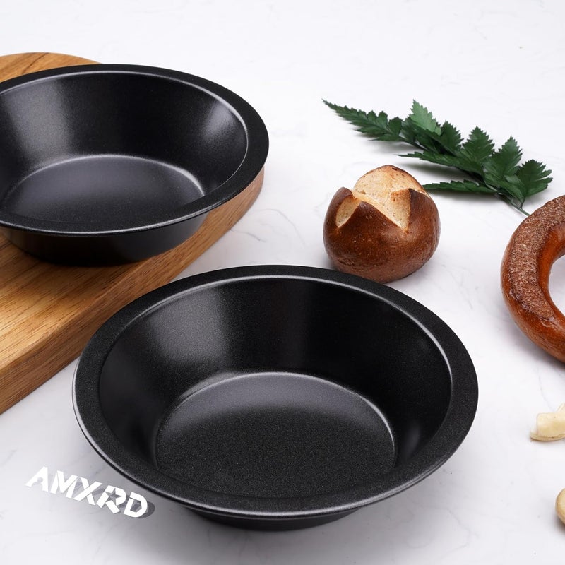 AMXRD 5 inch Mini Pie Pans, 5-Piece Small Round Cake Pan, Reusable Nonstick Carbon Steel Pie Tins for Oven and Instant Pot Baking - Image 5