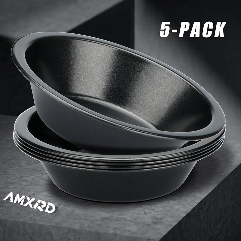 AMXRD 5 inch Mini Pie Pans, 5-Piece Small Round Cake Pan, Reusable Nonstick Carbon Steel Pie Tins for Oven and Instant Pot Baking - Image 4
