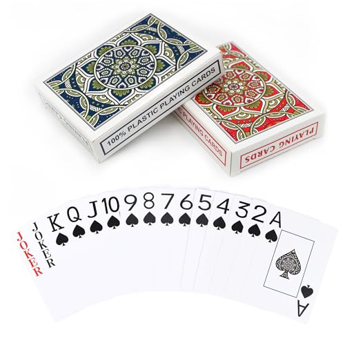 Metsyth Plastic Playing Cards 2 Pack Waterproof Poker CardJumbo Large Print Playing Cards for Adults Seniors2 Decks of Cards Set Poker Size Cards for Fun Card Game - Image 1