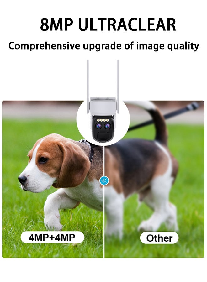Generic 10x zoom Surveillance Solar Camera, 4K 8MP Solar Camera WIFI, Outdoor Dual Lens intelligent human tracking camera, three types of intelligent night vision (up to 30 meters), two-way talk, rainproof, lightning-proof and dustproof, all-round monitoring coverage without blind spots,(With 128GB SD Card) - Image 4