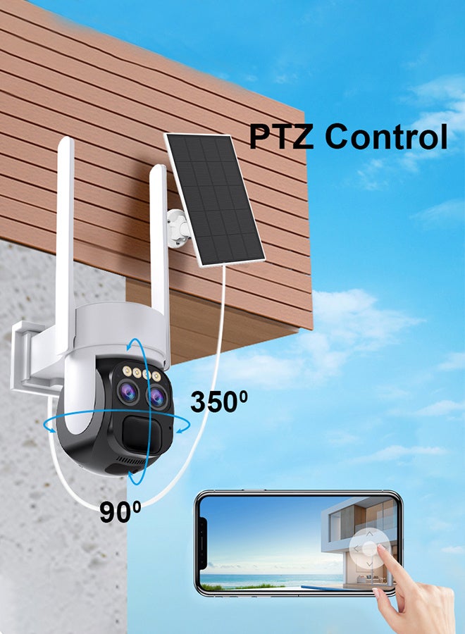 Generic 10x zoom Surveillance Solar Camera, 4K 8MP Solar Camera WIFI, Outdoor Dual Lens intelligent human tracking camera, three types of intelligent night vision (up to 30 meters), two-way talk, rainproof, lightning-proof and dustproof, all-round monitoring coverage without blind spots,(With 128GB SD Card) - Image 3