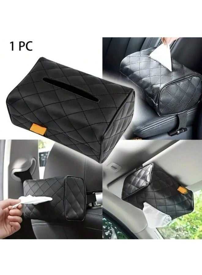 فالمر حافظة وحامل مناديل جلد للسيارة للتعليق على الجزء الخلفي بمسند رأس المقعد، حامل مناديل قابل للتعليق على شماسة للسيارة - Image 1