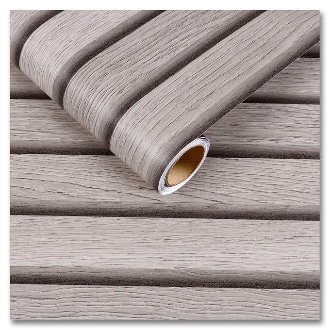 LIGHT GREY WOOD SLAT WALLPAPER PEEL AND STICK WOOD CONTACT PAPER WATERPROOF FAUX WOODED SLATS WALL PANEL WALLPAPER 12X80 REMOVABLE SELF ADHESIVE WOOD GRAIN VINYL WRAP FOR BEDROOM WALL DECOR