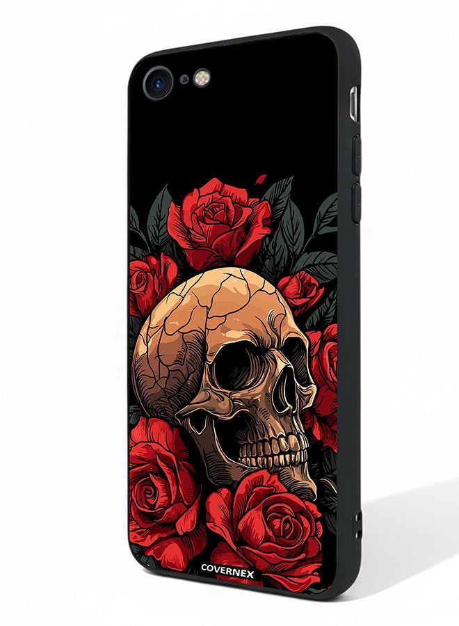 Covernex Apple iPhone 7 Protective Case Cover Printed Featuring Gothic with Roses Illustration - Image 1