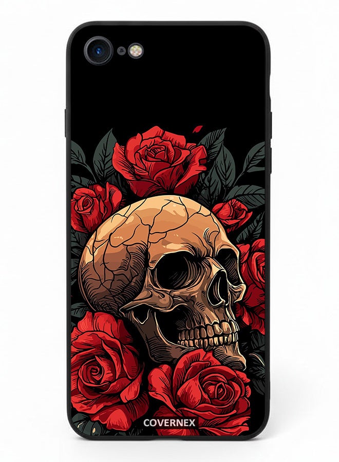 Covernex Apple iPhone 7 Protective Case Cover Printed Featuring Gothic with Roses Illustration - Image 2