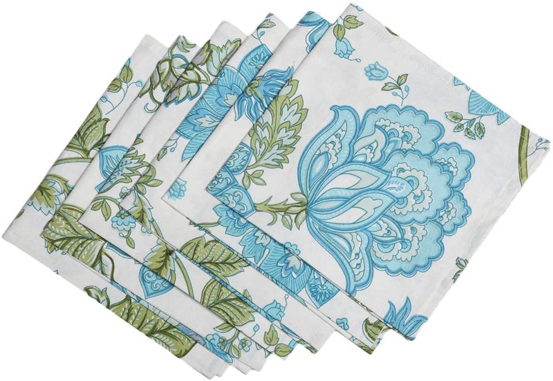 Guru Jee Cotton Fedicled Set من 6 Floral 18x18 بوصة من المناديل المائدة القماش المناديل المناديل المطبوعة المناديل القابلة للغسل - Image 1