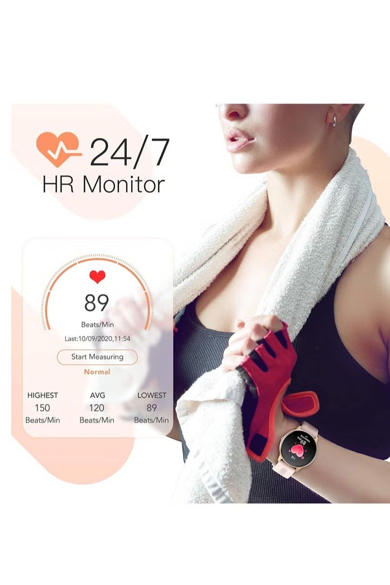 Women's Luxury Round Smartwatch All Day Fitness & Health Tracker with Soft Strap - Image 2