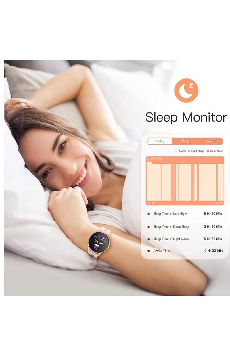 Women's Luxury Round Smartwatch All Day Fitness & Health Tracker with Soft Strap - Image 3