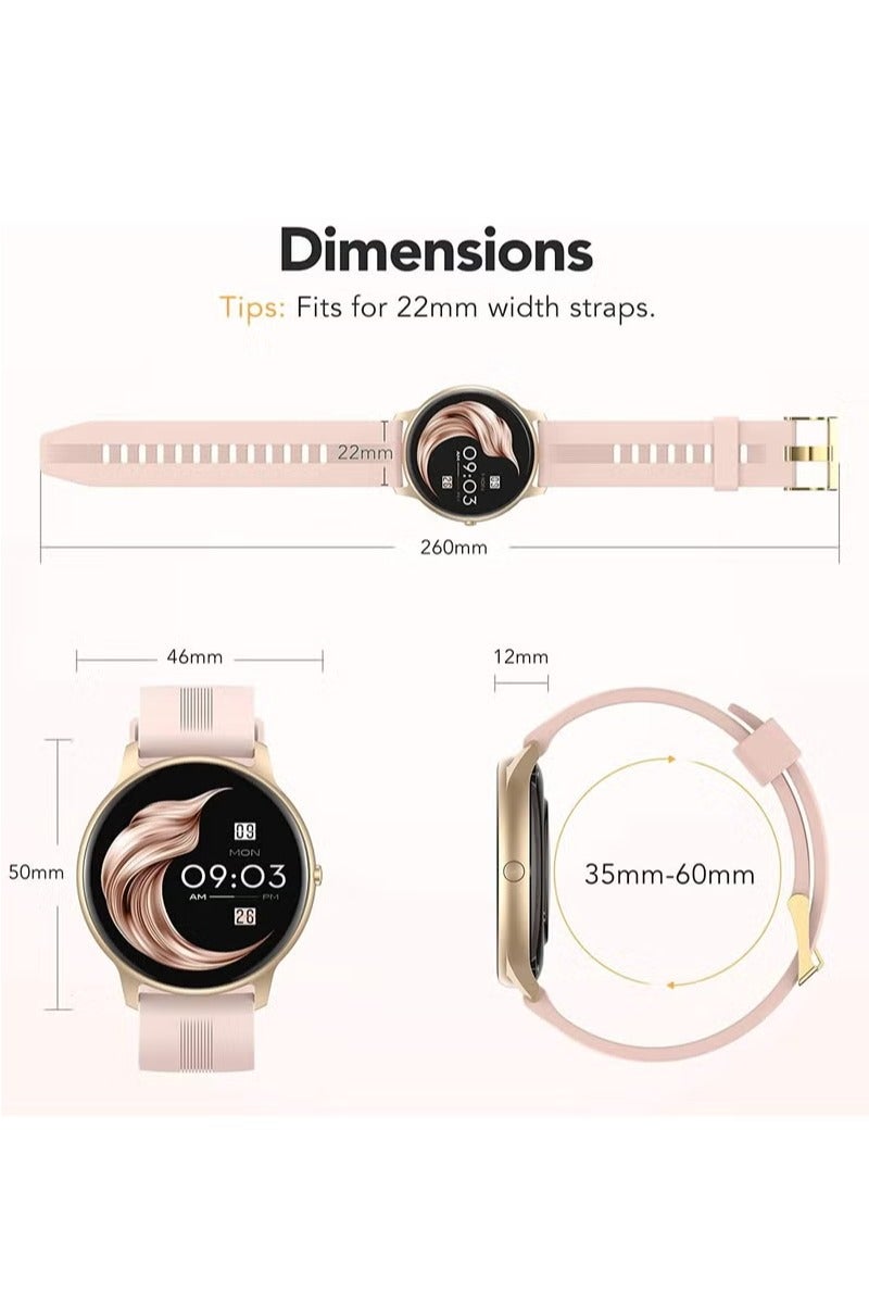 Women's Luxury Round Smartwatch All Day Fitness & Health Tracker with Soft Strap - Image 4