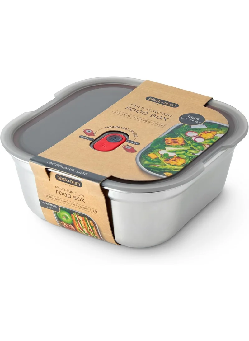 Black and Blum Microwave Safe Stainless Steel Food Box 1.4L