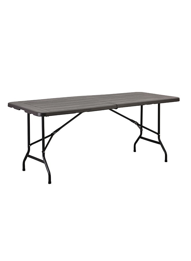 لوازم طاولة نزهة بلاستيكية قابلة للطي 180×73.5×74 سم - رمادي غامق - خفيفة الوزن، تطوى من المنتصف، مع مقبض حمل وأقدام مانعة للانزلاق - مثالية للفعاليات الخارجية، التخييم، الرحلات، الحفلات والشواء - Image 3