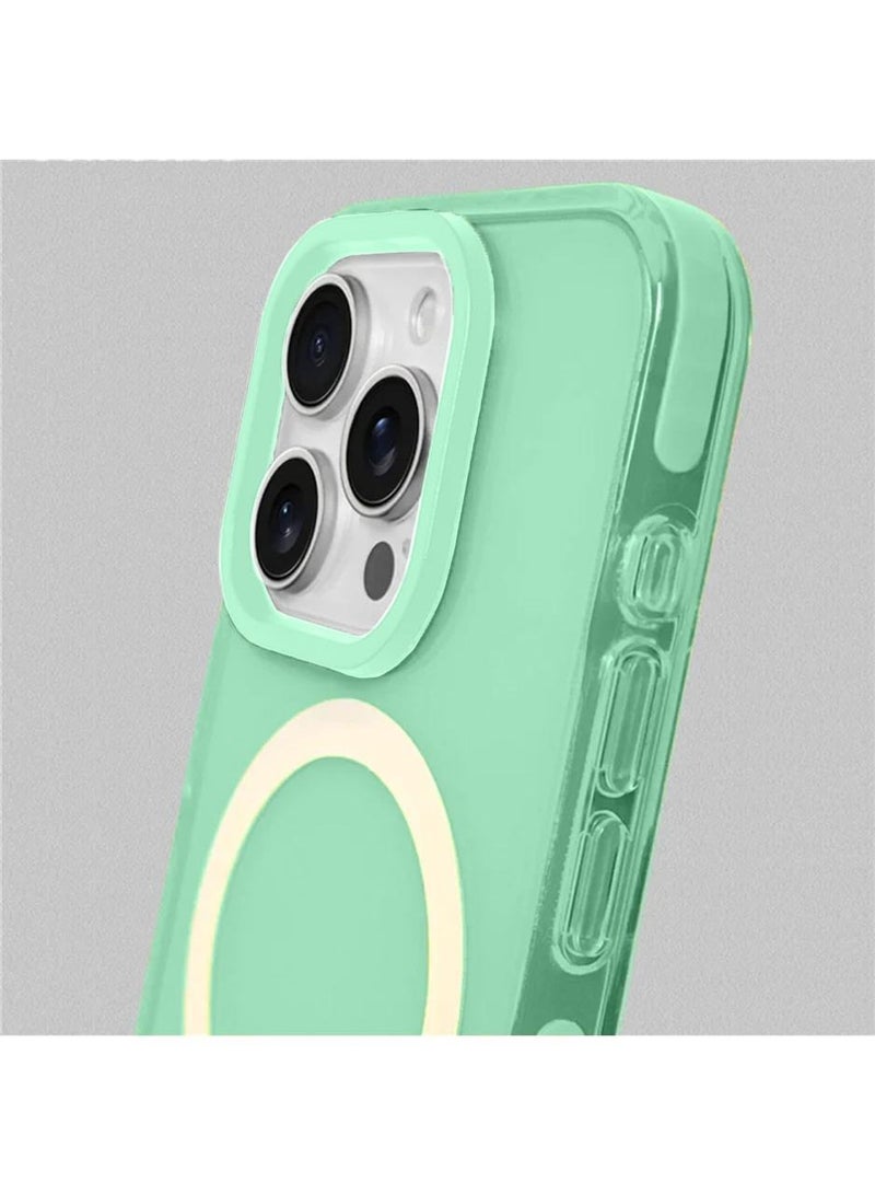 Techie غطاء آيفون 16 برو ماكس ماغسيف عصري شفاف ملون نابض بالحياة بتصميم فلوروسنت مقاوم للصدمات مع تصميم شفاف، قبضة محسّنة وإطار حماية عدسة الكاميرا - أخضر - Image 4