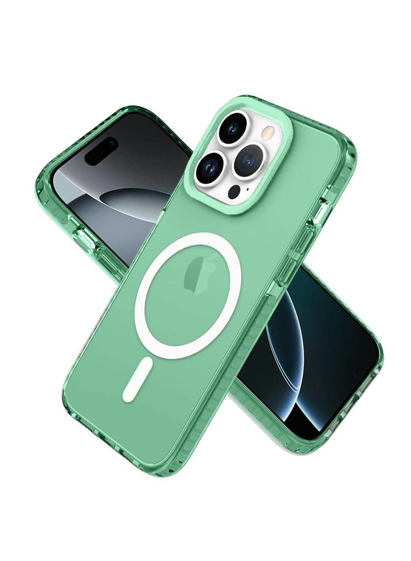 Techie غطاء آيفون 16 برو ماكس ماغسيف عصري شفاف ملون نابض بالحياة بتصميم فلوروسنت مقاوم للصدمات مع تصميم شفاف، قبضة محسّنة وإطار حماية عدسة الكاميرا - أخضر - Image 1