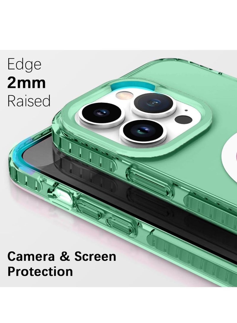 Techie غطاء آيفون 16 برو ماكس ماغسيف عصري شفاف ملون نابض بالحياة بتصميم فلوروسنت مقاوم للصدمات مع تصميم شفاف، قبضة محسّنة وإطار حماية عدسة الكاميرا - أخضر - Image 3