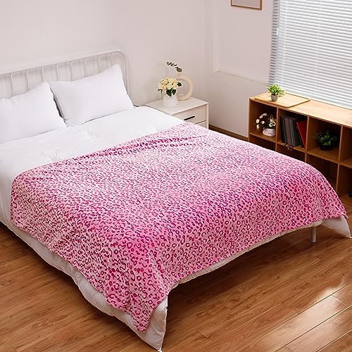 Excervent 3D Leopard Flannel Fleece Throw Blanket, 280 GSM Lightweight Cheetah Blanket for Couch Sofa Bed, Super Soft Cozy Warm Blankets, 50x60 inches, Pink - Image 3