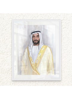 Art Decor Art Decor Framed Fine Art of Sheikh Zayed Bin Sultan Al Nahyan Portrait UAE Wall Art with Matt Board Print Wall Decor for Home Living Room Office Decoration and Gifting  - Image 1