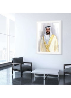 Art Decor Art Decor Framed Fine Art of Sheikh Zayed Bin Sultan Al Nahyan Portrait UAE Wall Art with Matt Board Print Wall Decor for Home Living Room Office Decoration and Gifting  - Image 2