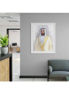 Art Decor Art Decor Framed Fine Art of Sheikh Zayed Bin Sultan Al Nahyan Portrait UAE Wall Art with Matt Board Print Wall Decor for Home Living Room Office Decoration and Gifting  - Image 3