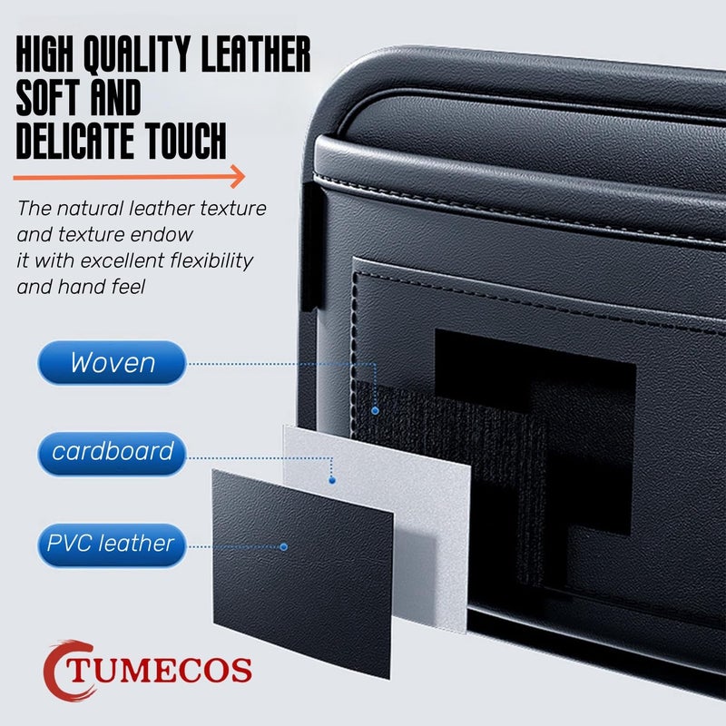 Tumecos Car Storage Bag, Leather Small Debris Organizer ,Hanging Cell Phone Mobile Paste Type Bag for Stowing Tidy, Universal Accessoriesï¼ˆBlackA-1pcsï¼‰ - Image 3