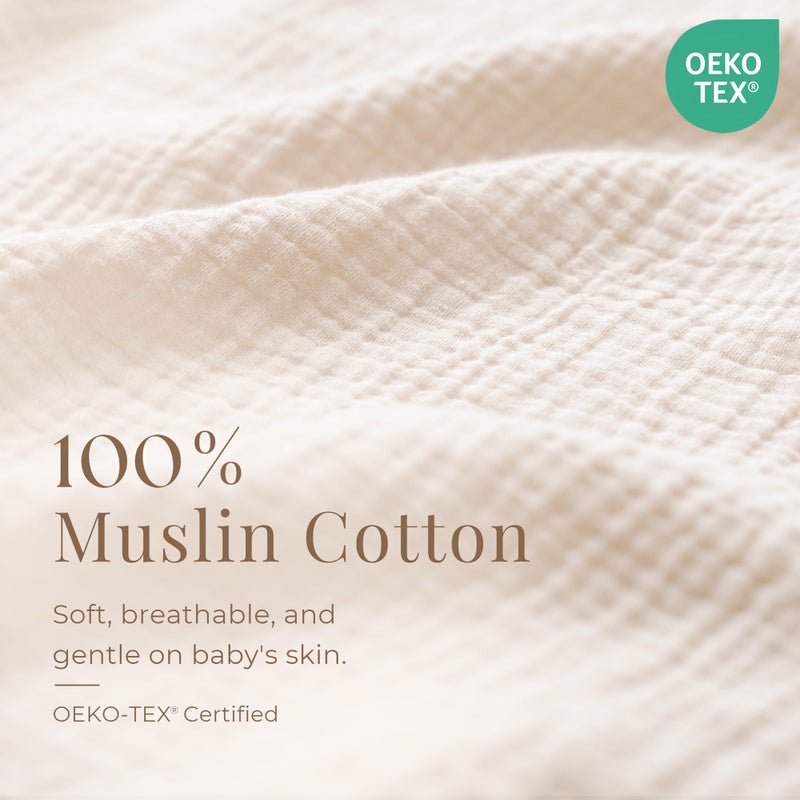 Konssy Muslin Nursing Cover for Baby Breastfeeding, Breathable 100% Cotton Breastfeeding Cover with Rigid Hoop for Mother Nursing Apron, Summer Wheat (BRJ07) - Image 3