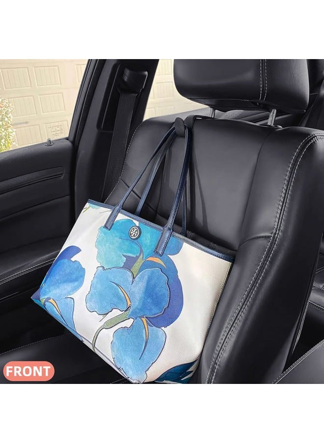 TISOHUGO Car Seat Hooks, Cars Backseat Headrest Hangers Genuine Leather Stylish Vehicle Organizer Holders for Purse Clothes Hat Grocery, 2 Pack, Gray - Image 3