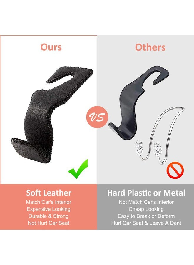 TISOHUGO Car Seat Hooks, Cars Backseat Headrest Hangers Genuine Leather Stylish Vehicle Organizer Holders for Purse Clothes Hat Grocery, 2 Pack, Gray - Image 5