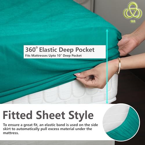 AVI Terry Cotton Ultra Soft Waterproof Bed Mattress Protector Double Size 72x72 inch | Breathable Washable Elastic Fitted Mattresses Cover for Double Bed (6x6 feet, Teal Green - Fit On 2-10 Inch) - Image 3