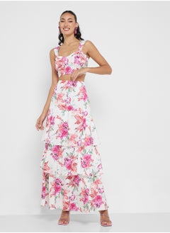 Ginger Floral Bustier Crop Top & Tiered Maxi Skirt Co-Ord Set  - Image 5