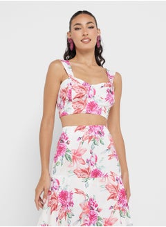 Ginger Floral Bustier Crop Top & Tiered Maxi Skirt Co-Ord Set  - Image 3