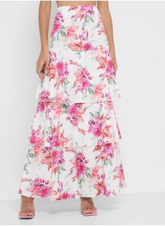 Ginger Floral Bustier Crop Top & Tiered Maxi Skirt Co-Ord Set  - Image 4