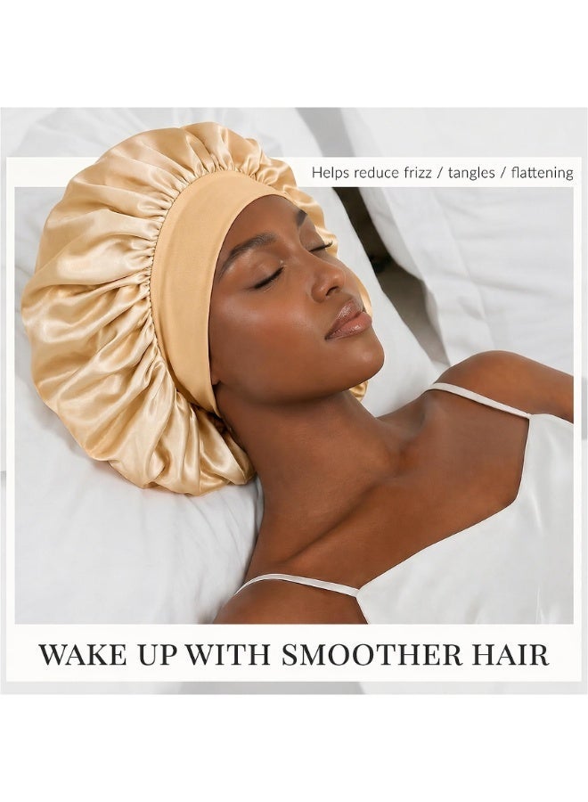 Yalla Pick 3 Pcs Extra Large Satin Sleep Cap Set, Silk Bonnet for Curly Straight Natural Hair, Soft Breathable Night Hair Cover for Women, Overnight Hair Care (40cm) - Image 3