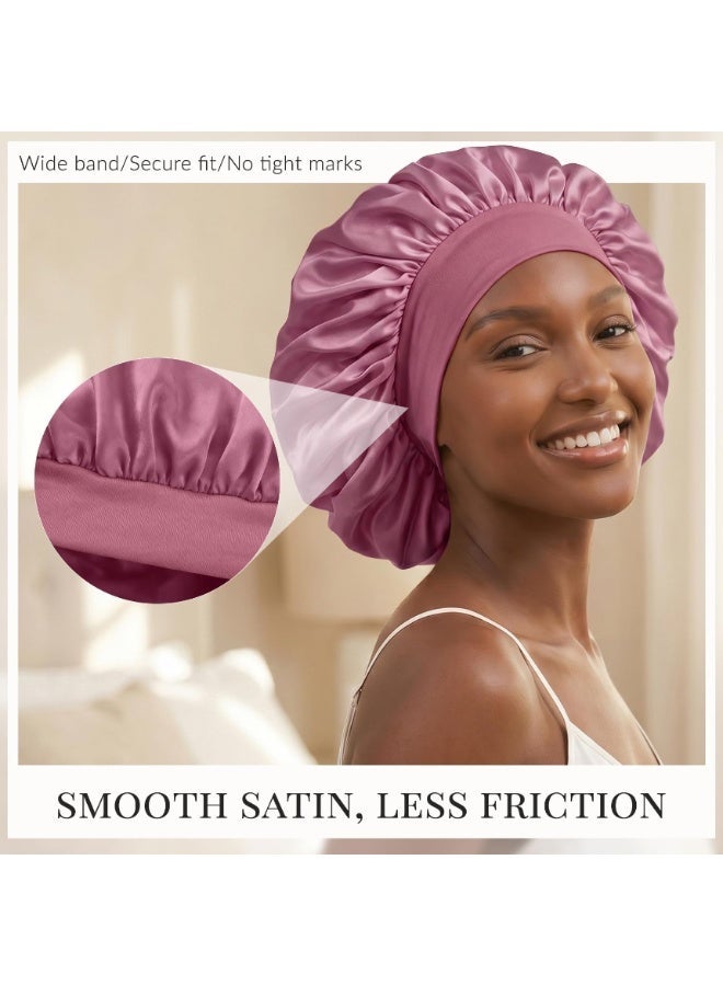 Yalla Pick 3 Pcs Extra Large Satin Sleep Cap Set, Silk Bonnet for Curly Straight Natural Hair, Soft Breathable Night Hair Cover for Women, Overnight Hair Care (40cm) - Image 4