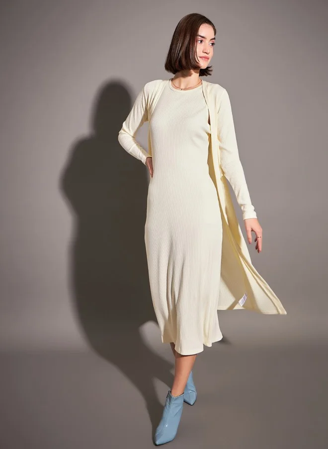 SASSAFRAS Off White Longline Shrug for Women