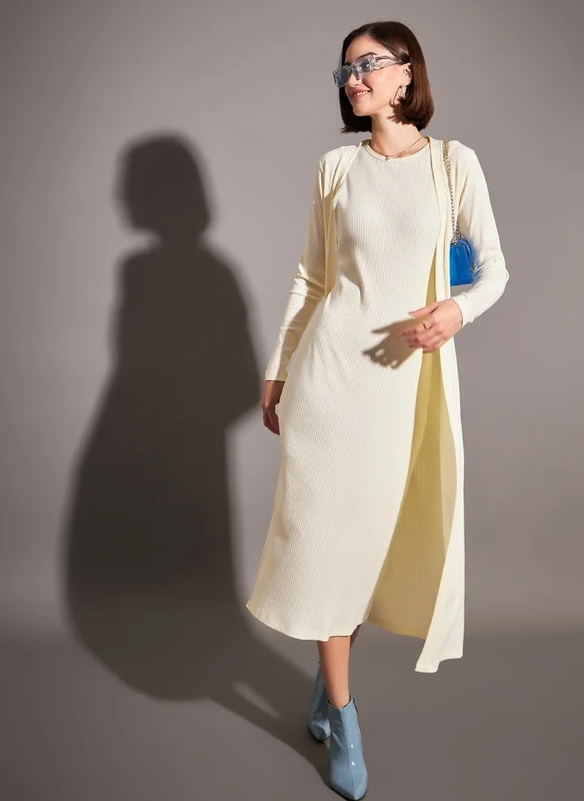 SASSAFRAS Off White Longline Shrug for Women