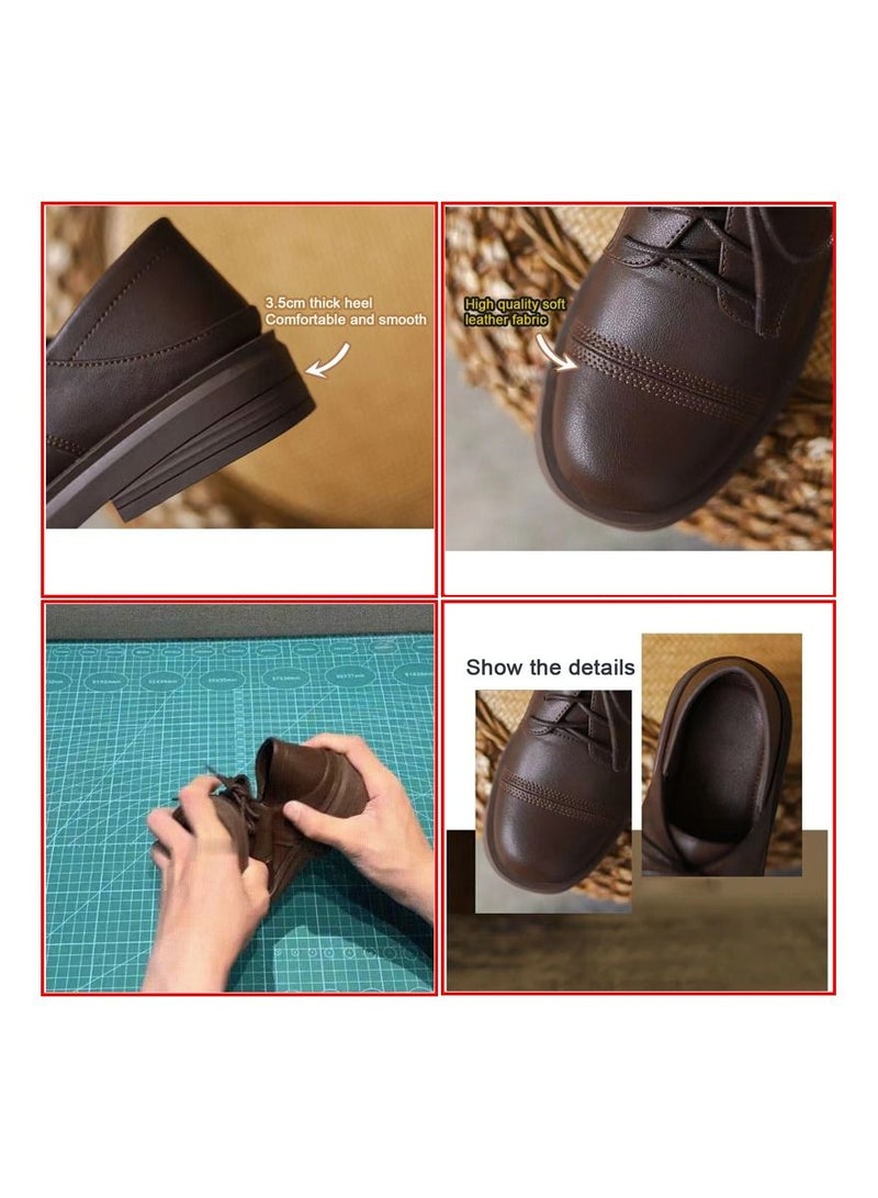 1-Pair New Spring and Summer Ladies Casual Leather Shoes,Rubber Soft Bottom Improve Overall Foot Comfort Women's Shoes,Colour Brown,Size 35 Yard - Image 5
