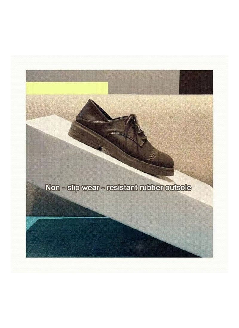 1-Pair New Spring and Summer Ladies Casual Leather Shoes,Rubber Soft Bottom Improve Overall Foot Comfort Women's Shoes,Colour Brown,Size 35 Yard - Image 1