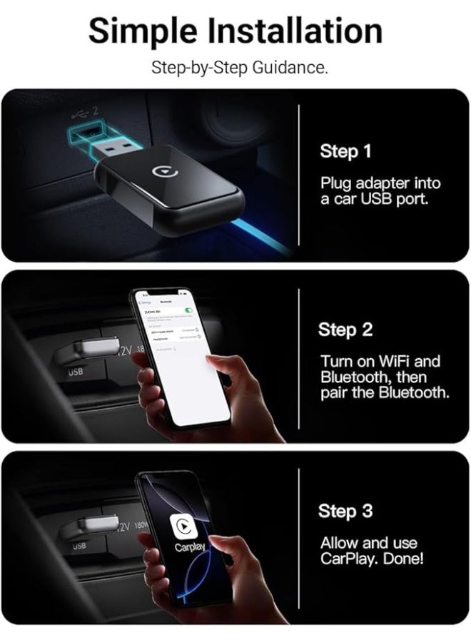 Wireless CarPlay & Android Auto Adapter – USB Dongle, Converts Wired to Wireless, Fast Stable Plug & Play Connection for iOS 10+ / Android 11+, Cars 2016+ - Image 5