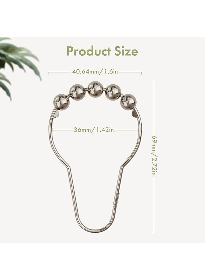Shower Curtain Hooks, Decorative Rust Proof Stainless Steel Shower Curtain Hooks for Bathroom Shower Rods Set of 12, Polished Nickel - Image 2