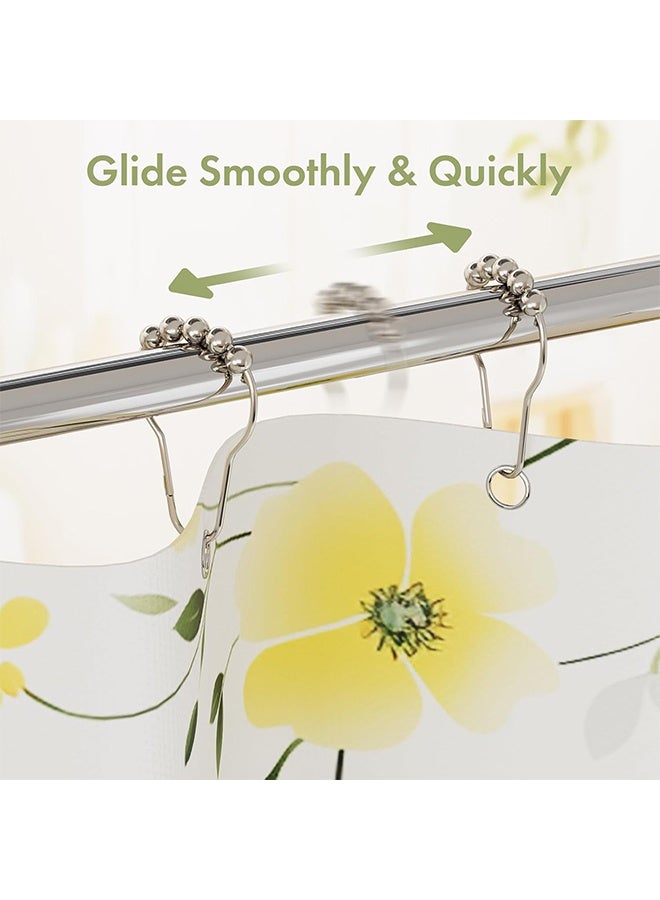 Shower Curtain Hooks, Decorative Rust Proof Stainless Steel Shower Curtain Hooks for Bathroom Shower Rods Set of 12, Polished Nickel - Image 5