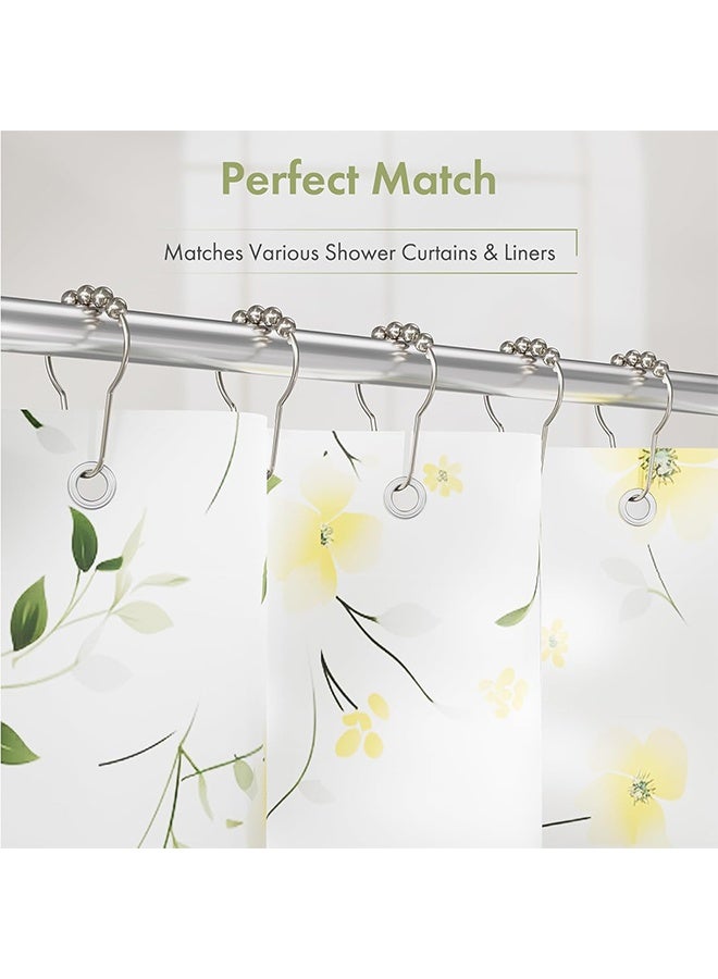 Shower Curtain Hooks, Decorative Rust Proof Stainless Steel Shower Curtain Hooks for Bathroom Shower Rods Set of 12, Polished Nickel - Image 4