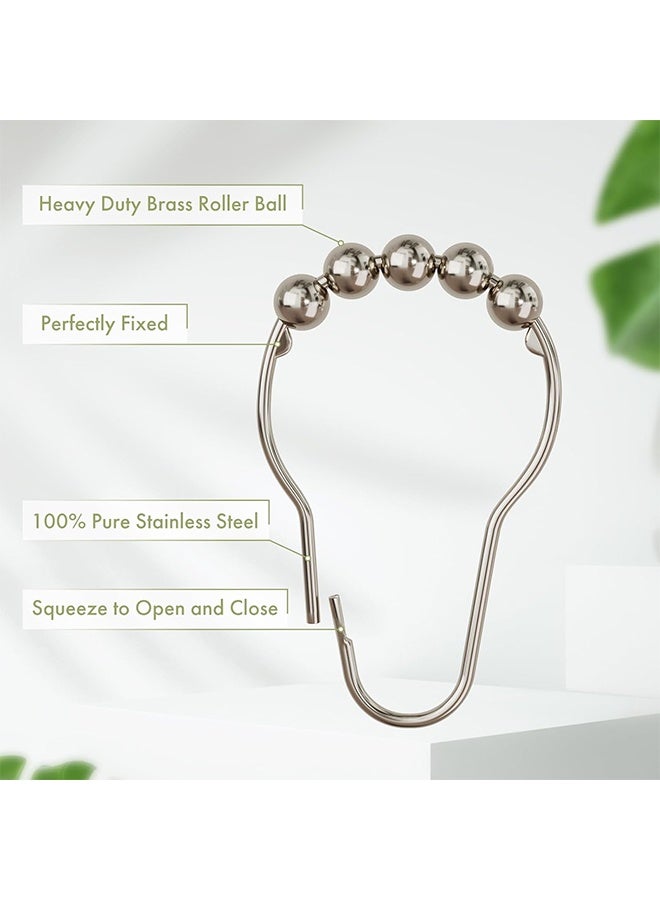 Shower Curtain Hooks, Decorative Rust Proof Stainless Steel Shower Curtain Hooks for Bathroom Shower Rods Set of 12, Polished Nickel - Image 3