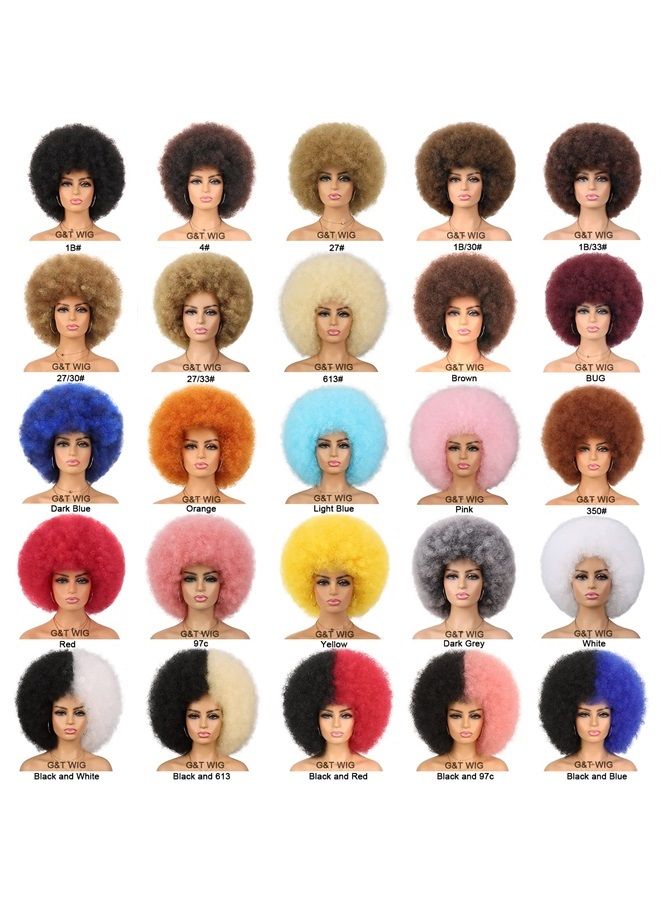 G&T Wig Dark Grey Afro Curly Wigs for Unisex Men Women Glueless Wear and Go Wig Large Bouncy and Soft Natural Looking Synthetic Wigs for Costume Cosplay Party (1B/Dark Grey) - Image 4