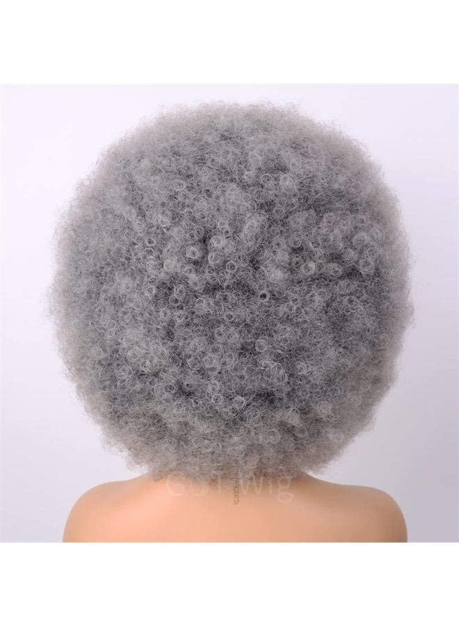 G&T Wig Dark Grey Afro Curly Wigs for Unisex Men Women Glueless Wear and Go Wig Large Bouncy and Soft Natural Looking Synthetic Wigs for Costume Cosplay Party (1B/Dark Grey) - Image 2