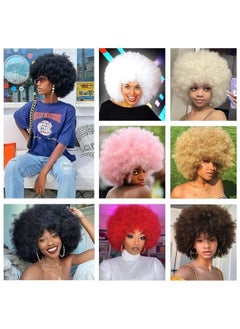 G&T Wig Dark Grey Afro Curly Wigs for Unisex Men Women Glueless Wear and Go Wig Large Bouncy and Soft Natural Looking Synthetic Wigs for Costume Cosplay Party (1B/Dark Grey)  - Image 3
