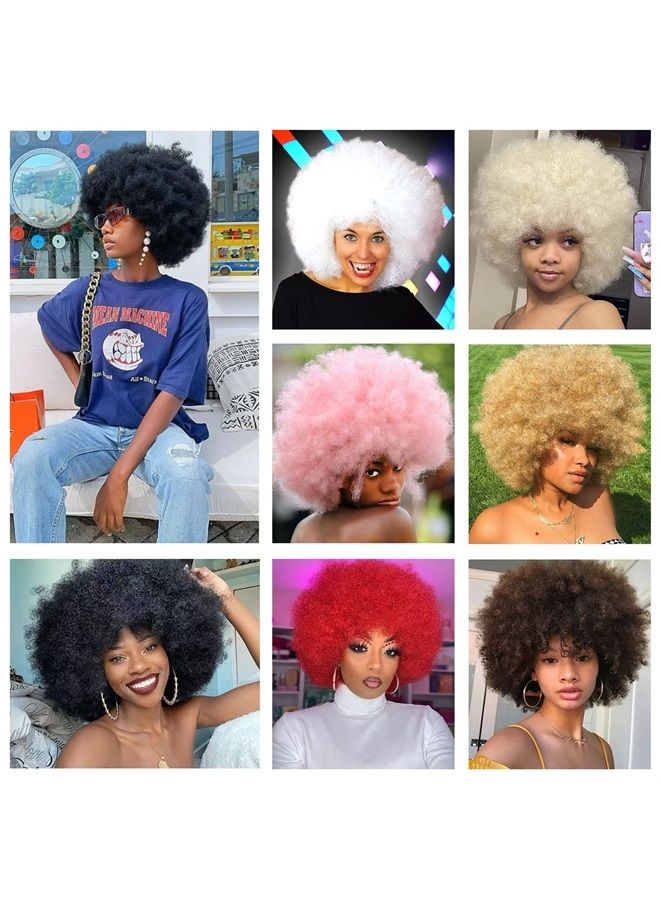 G&T Wig Dark Grey Afro Curly Wigs for Unisex Men Women Glueless Wear and Go Wig Large Bouncy and Soft Natural Looking Synthetic Wigs for Costume Cosplay Party (1B/Dark Grey) - Image 3