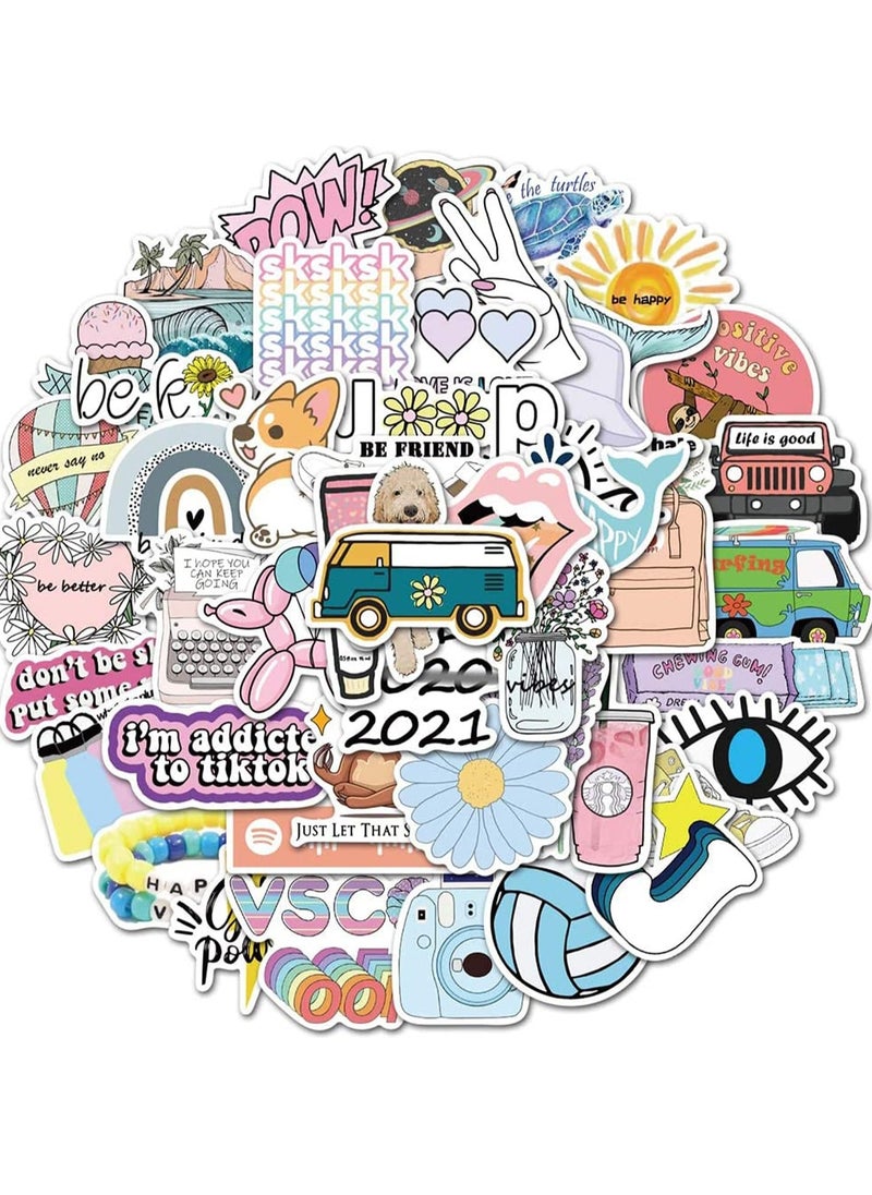 Bukela Stickers for Hydro Flask, 50 Pcs Cute Aesthetic Vinyl Stickers for Water Bottles, Trendy Waterproof Laptop Stickers, Skateboard Stickers for Kids Women, Teen Girl Gifts, Girl Stuff  - Image 1