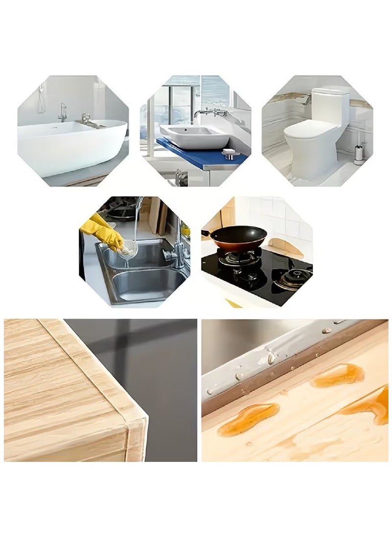 MOBM Transparent Silicone Kitchen and Bathroom Sealing Tape 3CM x 5M Waterproof Gap Strip for Sink Toilet and Corner Protection Pack Of 2 - Image 4